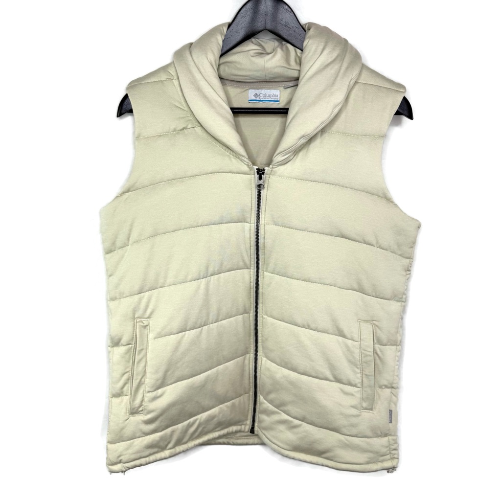 Columbia Cream Puffer Vest Super Soft Cozy Feeling Material Large Euc